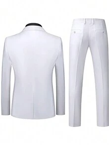 Traje blanco de tres piezas para hombre, chaqueta, chaleco y pantalón. - Blanco - Ver 2