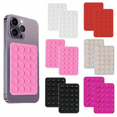 2pcs 24-Hole Silicone Suction Cup Phone Holder, Portable Mount Stand For Various Phone Cases, Non-Slip Adhesive For Video Calls, Selfie