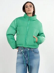 Damska kurtka z kapturem i długim rękawem, dopasowana, ciepła i gruba, prosta i modna