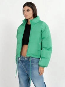 Damska kurtka z kapturem i długim rękawem, dopasowana, ciepła i gruba, prosta i modna