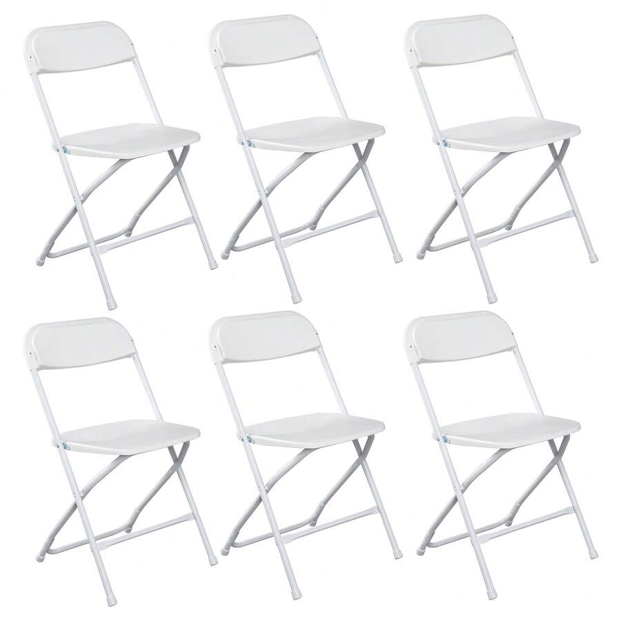6 piezas Silla plegable de plástico blanco para jardín, fabricada por inyección - Blanco - Ver 1