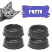 Kit 10 Cat Feeders Plastic Pet Food And Water Bowl Hamster - màu đen - Xem 1