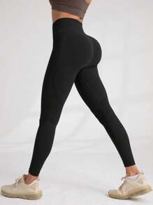 3Pcs Seamless Women Outdoor Sports Yoga Pants, High Waist High Elastic Breathable Moisture-Wicking, Peach Hip Flattering, Versatile Leggings With Brushed Finish, Soft & Skin-Friendly Tights Spring - 彩色 - 查看 3