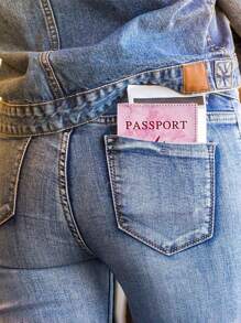 1 Stück Passcover, lila Handtuch mit A-Z Buchstaben Stickerei, unisex RFID Vintage Business Passhülle, tragbare multifunktionale ID/Bankkarten PU Leder Geldbörse - Pink - Übersicht 11