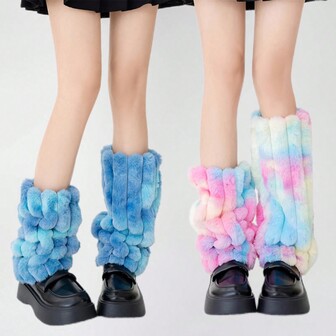 女士保暖喇叭袜，彩色腿套，时尚中长袜，适合万圣节、圣诞节、派对装