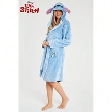 Disney Dressing Gowns Fleece Hooded Robes Stitch Gift - Blue - View 4