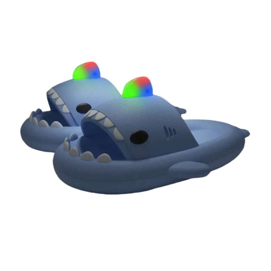 Chanclas Sandalias de Tiburón con aleta de luz led sandalias mujer, sandalias tiburón con accesorios - Celeste - Ver 1