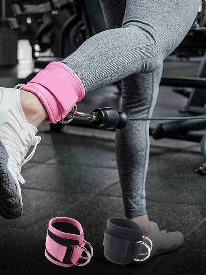 2 szt. Regulowane wyściełane paski na kostkę z podparciem w kształcie litery D do ćwiczeń nóg, oddychające mankiety na kostkę, akcesoria do ćwiczeń, sport, siłownia, ćwiczenia domowe, ciężarki na siłownię, ciężarki, ciężarki damskie