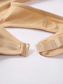 2pcs Seamless Plus Size Women Underwear, Wire-Free Adjustable Shoulder Strap, Comfy Hollow Mesh Front Button Decorated Bralette