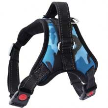 Dog Harness Collar With Double Adjustment Safety Lock For Small Medium Large Dogs Cats Pets LR-0072 - 藍白色 - 查看 2