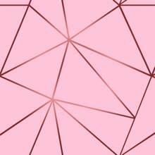 Pink Geometric Adhesive Wallpaper With Rose Gold - 粉紅色的 - 查看 4