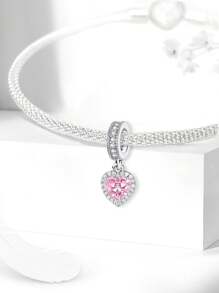 1 pieza Cuenta de plata de ley 925 con forma de corazón infinito y circonita, a la moda para mujeres, apto para pulseras, brazaletes, joyería DIY, regalo de aniversario, fina joyería para damas