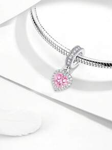 1 pieza Cuenta de plata de ley 925 con forma de corazón infinito y circonita, a la moda para mujeres, apto para pulseras, brazaletes, joyería DIY, regalo de aniversario, fina joyería para damas