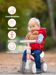 sejoy Baby Balance Bike For 10-36 Months Boys Girls,Children Pedal Free Bicycle, Adjustable PU Seat Cushion, 4 Wheels,Carbon Steel Material Body Sturdy And Durable, Safe And Harmless, Exercise Children's Comprehensive Abilities - 粉色 - 查看 6