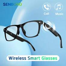 SENBONO Smart Touch Wireless Glasses - Wearable Technology With Touch Pad Control, Hi-Fi Sound, Built-In Mic, USB Rechargeable, Wireless Connectivity For Music Decoration Glasses Calls & Outdoor Activities - Perfect Gift For Women Glasses Accessories For Women - Black - View 2
