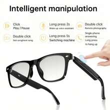 SENBONO Smart Touch Wireless Glasses - Wearable Technology With Touch Pad Control, Hi-Fi Sound, Built-In Mic, USB Rechargeable, Wireless Connectivity For Music Decoration Glasses Calls & Outdoor Activities - Perfect Gift For Women Glasses Accessories For Women - Black - View 5