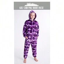 City Comfort Onesie Fluffy Fleece Pyjama And Gaming Camo Warm Winter PJ 7-14 Years - Purple - View 5