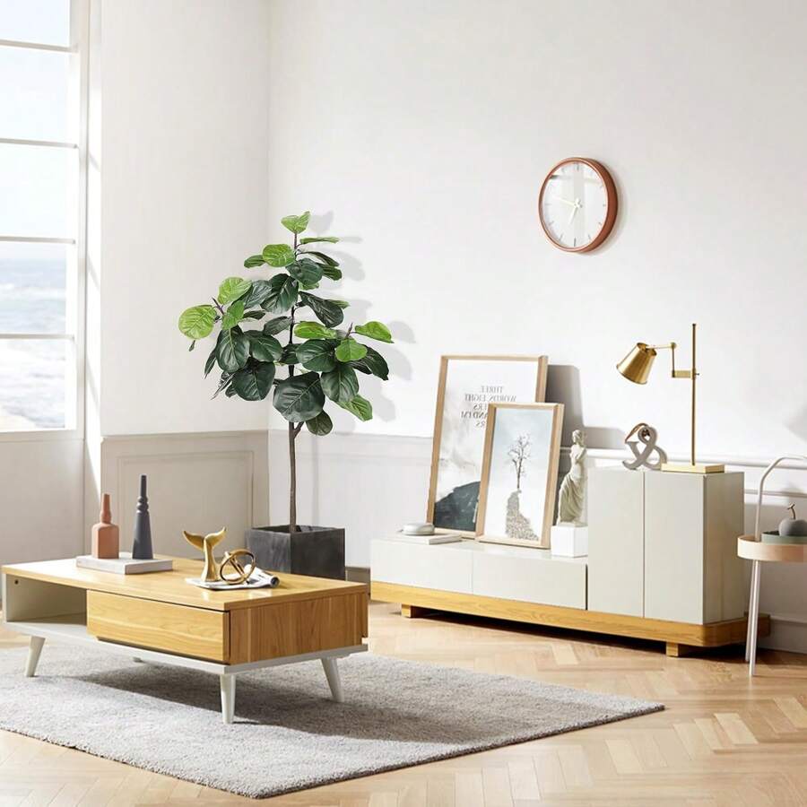 Artificial Fiddle Leaf Fig Tree 6.5ft Faux Ficus Lyrata Plant With