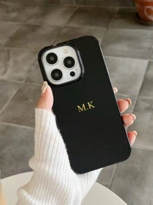 1 Ốp lưng điện thoại màu kẹo dẻo bóng tùy chỉnh, tên chữ cái cá nhân hóa, ốp lưng bảo vệ điện thoại cặp đôi tối giản - Màu be - Xem 7