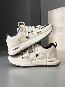 圆头系带厚底休闲舒适厚底运动鞋，学生款，女款 - 藍色 - 查看 6