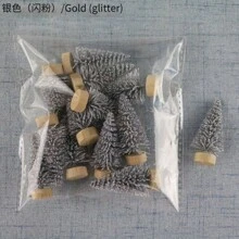 12 cây tuyết tùng nhân tạo mini trang trí Giáng sinh, nhiều màu, xanh lam, xanh lá cây nhạt, xanh lá cây, trắng, vàng, bạc, dùng cho lễ hội, nhà ở, văn phòng, trang trí sân vườn, Giáng sinh - Màu Khaki - Xem 14