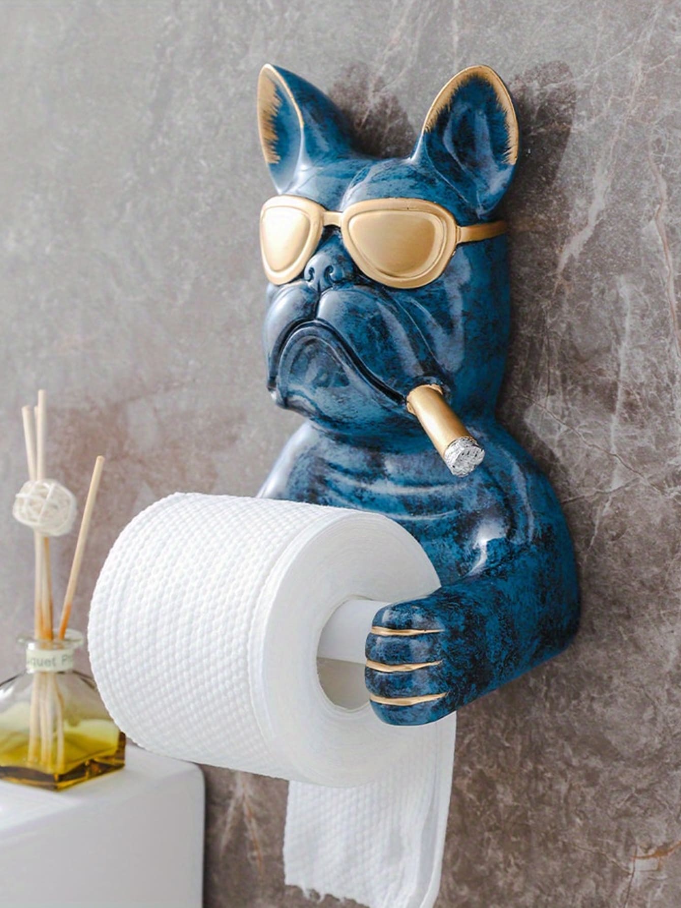 1 cái Giá để khăn giấy thiết kế hình chú chó thời trang, đựng khăn giấy phòng tắm không cần khoan, trang trí nhà cửa - Nhiều màu - Xem 1