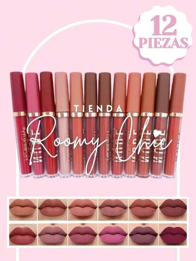 ROOMY CHIC 24 Labiales Líquidos Matte Indeleble Larga Duración 12 Labiales Nudes Mate Indeleble Lip Gloss Labiales Nudes Rojos Rosas Hidratante Duradero Lip Gloss Indeleble Labial Indeleble Mate Impermeable De Larga Duración Brillo De Labios Antiadherente Taza Lápiz Labial Líquido Altamente Pigmentado Belleza & Salud Maquillaje Labios Lápiz labial líquido Conjuntos de Pintalabios