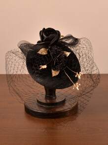 Mũ chóp cao thanh lịch của Pháp dành cho phụ nữ, Thích hợp cho trang trí tiệc khiêu vũ, Trang phục chụp ảnh cô dâu Mũ chóp phẳng, Mũ phong cách Anh cổ điển dành cho phụ nữ, Mũ đội đầu cho tiệc sinh nhật, Trang phục tiệc, Mũ đua - 1056 - Xem 5