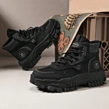 Men's Shoes 2025 Fall New Casual All-Match Boots Fashion Wear-Resistant Shoes Men's Breathable Work Shoes - 黑色 - 查看 3
