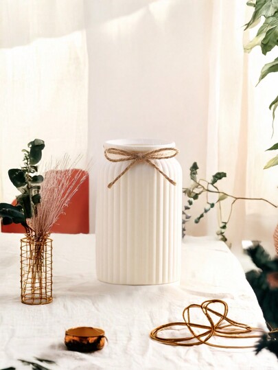 1PC Shatterproof Faux Ceramic Plastic Vase, Moderne Minimalist Home Gestreepte ing, Multi Functional ative Flower Vase Living Room, Office, Wedding, Year Round Indoor/Outdoor Room Glass view 6