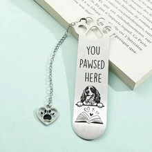 可爱的小狗不锈钢书签，配有心形吊坠，可爱又有趣的阅读配件，是送给爱狗人士和爱书人士的完美礼物，节日礼物 - 均碼 - 查看 10