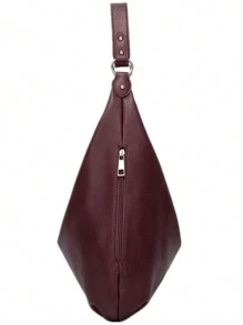 Bolso de mano retro, nuevo bolso de hombro de gran capacidad de moda de verano para mujer, bolso suave para debajo del brazo, versátil para el trabajo, bolso inspirado en el estilo retro para mujer - Burdeos - Ver 2