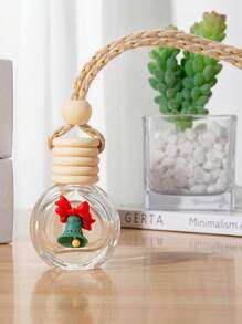 1/7件装玻璃圣诞汽车装饰：节日迷你瓶，带木盖和流苏 - 适合汽车或家居装饰 - 无异味圣诞装饰品，房间装饰，冬季圣诞装饰，家居圣诞礼物，圣诞装饰