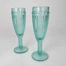 Luggari Kit 2 Units Champagne Glasses Decorated Mint Green 185ml