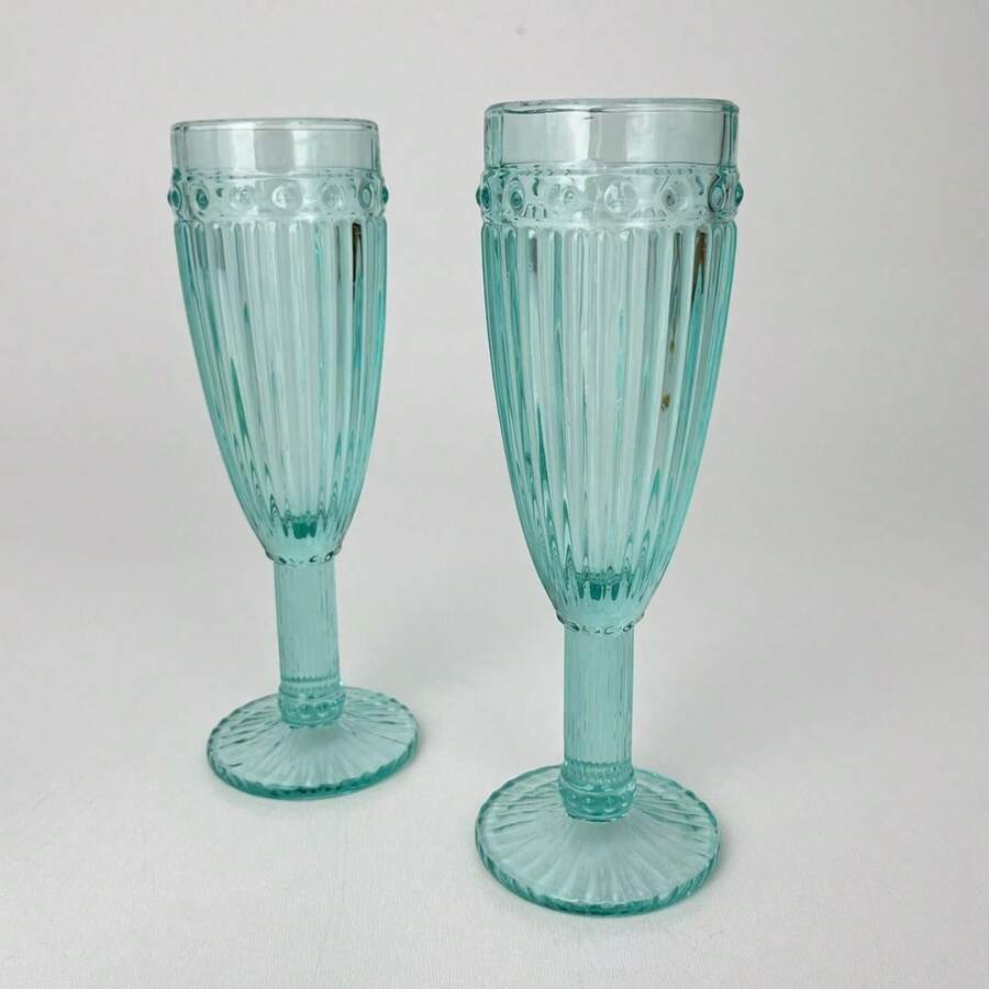 Luggari Kit 2 Units Champagne Glasses Decorated Mint Green 185ml