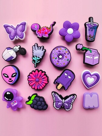 16-80 piezas Serie de Colores Variados, Serie Festiva, Serie Morada, Serie Oceánica, Serie de Dinosaurios, Serie Rosa - Dijes de PVC para personalizar zapatos, cadenas, sandalias y decoraciones, accesorios de alta calidad excelentes para regalos de Navidad, cumpleaños y fiestas