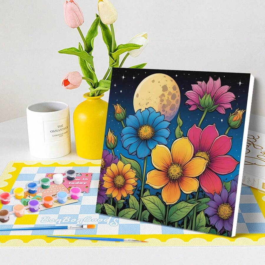 1pc Framed Painting By Numbers Kit For Beginner Starter Kits For Adults