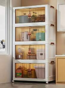 1pc Collapsible Plastic Storage Box Organizer, 1-5 Layers Stackable Storage Container With Lid And Casters, For Bedroom, Living Room, Kitchen, Study, Office, Foldable Storage Bin Decorations Decor Festival Decor Room Decor Home Decor Bed Room Decor Bedroom, Organizer, Home Storage, White T Shirt Women, Black Pants Women, Ladies Winter Clothes, Dress, - Multicolor - View 7