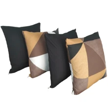 Kit Of 4 Cushion Covers 40 X 40 Helanca Gel Mesh With Zipper, Printed And Plain Decoration - Màu vàng - Xem 2
