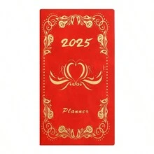 1 件 A6 每日计划笔记本 2025，英语日程本，口袋大小时间管理皮革封面记事本，便携式效率手册 - 彩色 - 查看 6