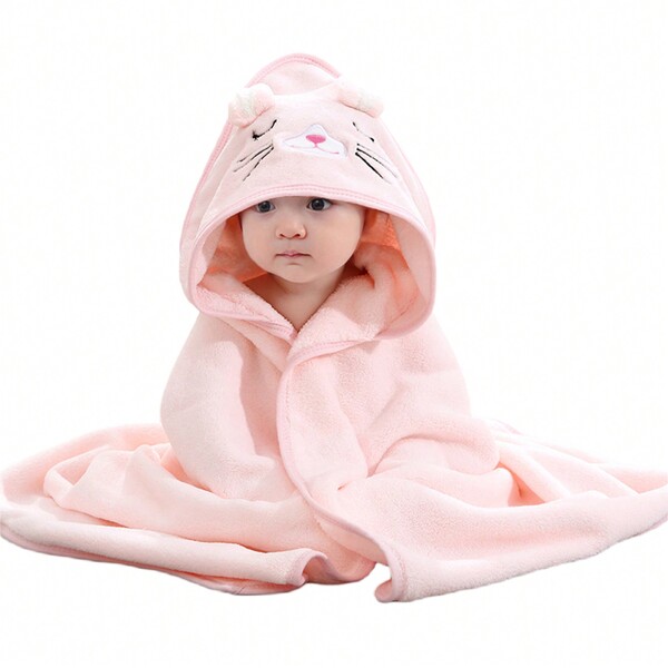 Baby Bath Towel Cute Animal Absorbent Hooded Towel With Ears Soft Bathrobe Blanket For Toddlers Newborn Shower Gifts
