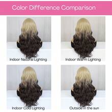 Tóc giả tổng hợp sóng dài 26" có mái Ombre nhiều lớp cho phụ nữ Tóc giả tổng hợp Ombre dùng cho tiệc tùng hàng ngày - Vàng - Xem 5