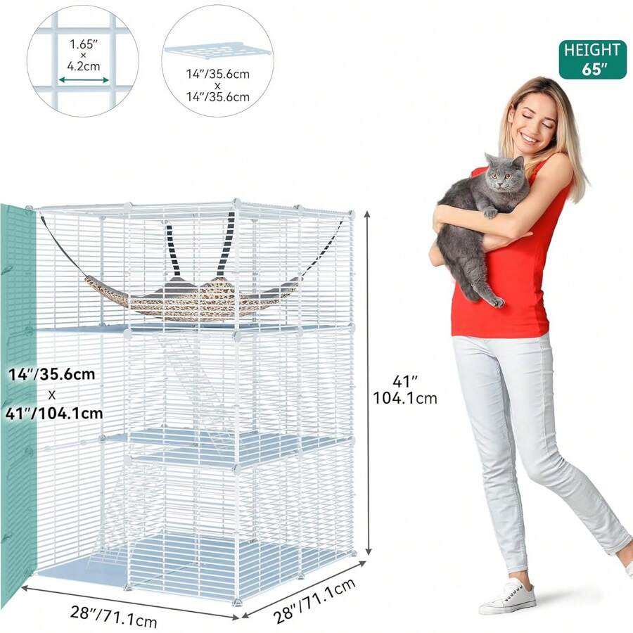 Indoor Cat Playpen With Extra Large Hammock, Spacious Cat Cage For Cats