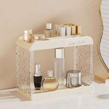 1pc Desktop Makeup Organizer Box, Transparent Vanity Tray, Lipstick Holder, Multi-Function Storage Rack, For Dorm
