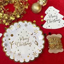 20Pcs/40Pcs, Christmas Napkins, Christmas Tree Shape Bronzing Napkins, Merry Christmas Letter Tissue, Christmas Party Disposable Decoration Supplies, Holiday Decor, Party Decor, Party Supplies, Table Decor, Holiday Supplies