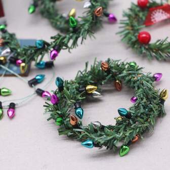 30 厘米微型圣诞藤条灯串、装饰屋、OB11 微场景花园花环装饰模型配件最佳礼物