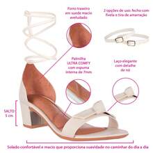 Women's Sandals With Thick Heel, Comfortable Synthetic Bow And Knot - 駝色 - 查看 4
