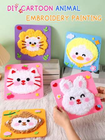 1pc DIY Sewing Craft Kit For Kids, Christmas Handmade Toys, Christmas Small Gifts, Santa Claus, Snowman, Christmas Tree, Reindeer, Gingerbread Man, Creative Cartoon, Knitted Embroidery Painting, Material Pack, Educational DIY Craft Kit,Diy,Embroidery Kit,Embroidery