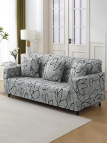 1 件印花沙发套和 1 件配套靠垫套，现代简约弹力牛奶丝全包沙发套，防尘防污，适合客厅，四季皆宜 - 彩色 - 查看 6