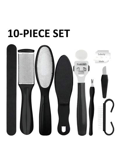 Juego profesional de pedicura para spa de pies, juego de pedicura para pies, kit de cuidado de pies de acero inoxidable, rallador de pies para eliminar la piel muerta, kit de pedicura, kit de limas para callosidades en los pies